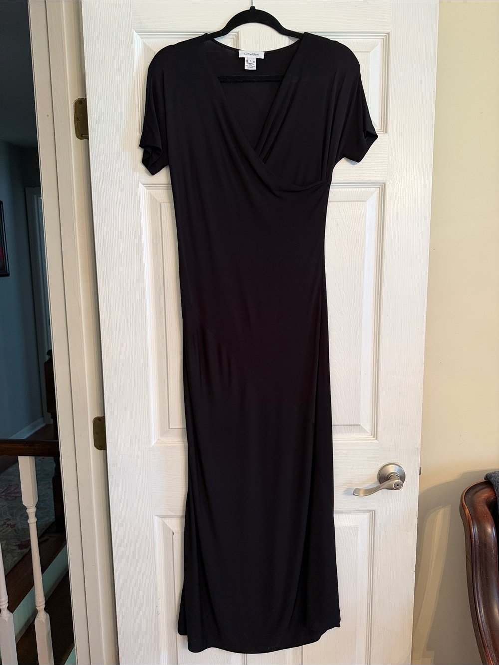 Calvin Klein Black Faux-Wrap Maxi Dress